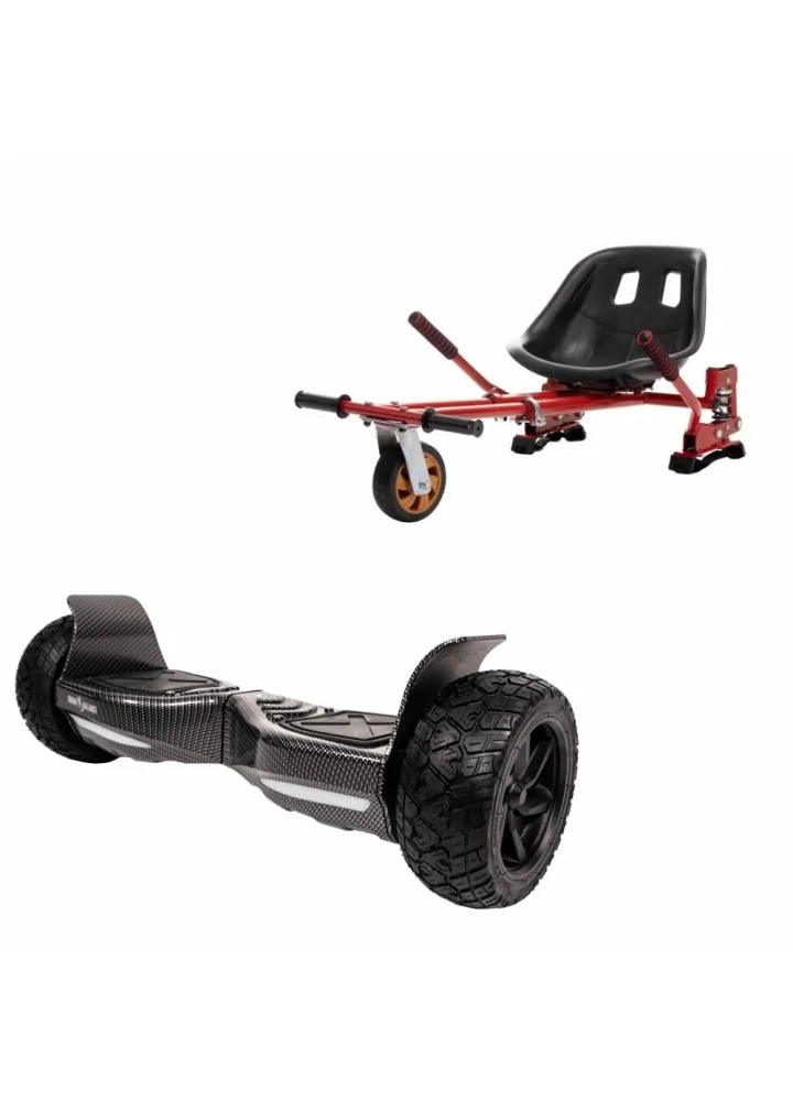 8.5 inch Hoverboard with Hoverkart, Suspension PRO Seat, Red, All
