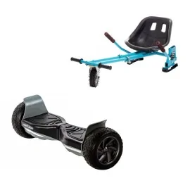 8.5 inch Hoverboard with Hoverkart, Suspension PRO Seat, Blue, All-Terrain, 15 km/h, UL2272 Certified, Bluetooth, Led Lighting, 700W Power, 4Ah Battery, Smart Balance, Hummer Black